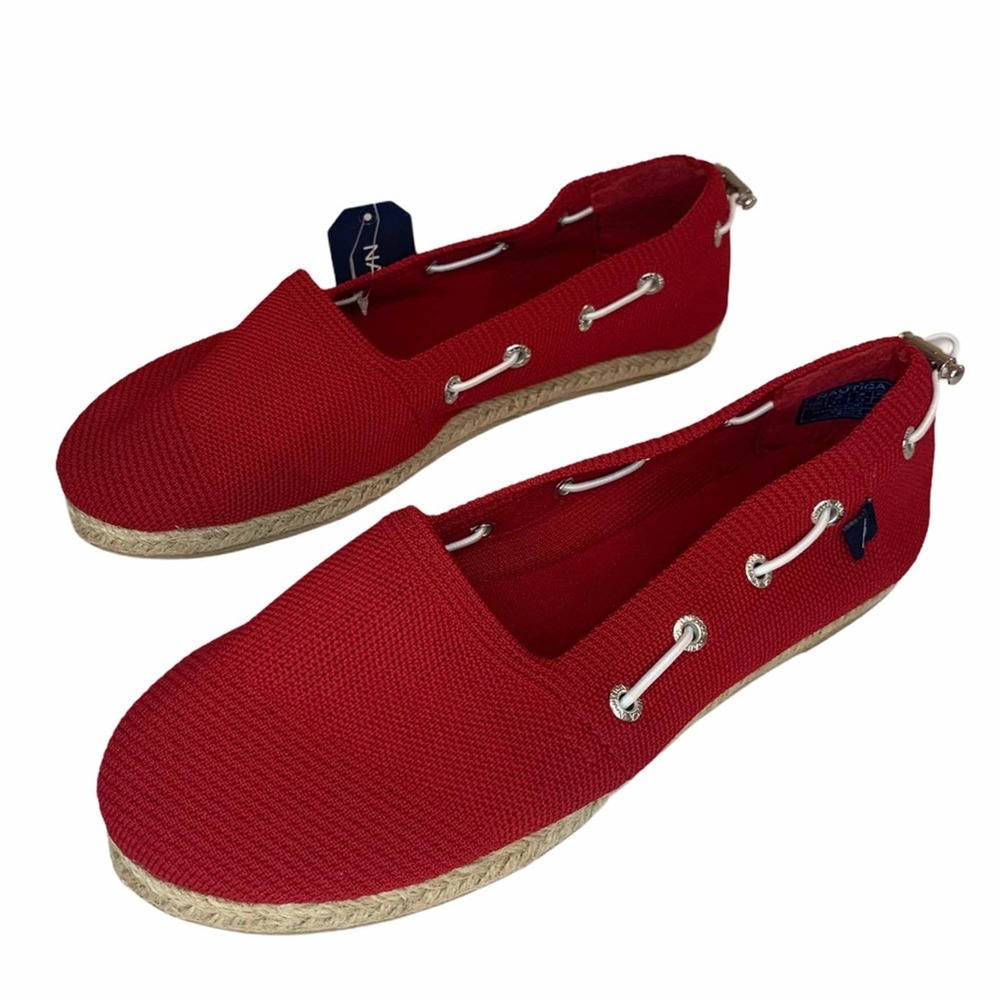 Nautica Rudder Red Knit Espadrille Size 7.5
